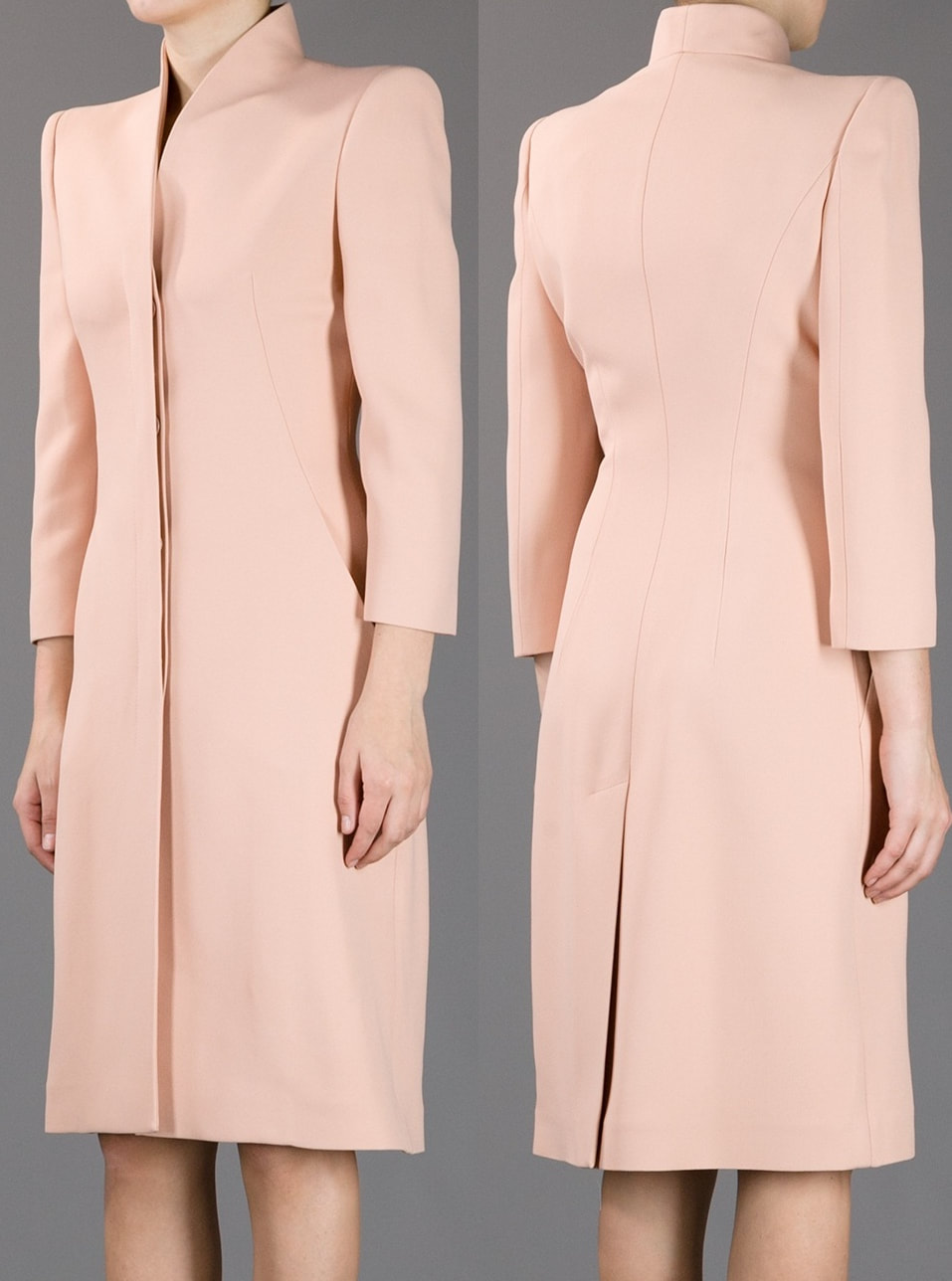 Kate Middleton dove grey coat/coatdress with funnel neck custom made/bespoke by Alexander McQueen