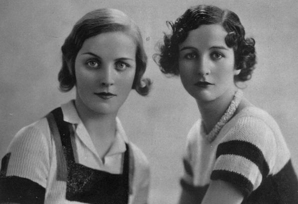 The Mitford sisters Nancy Mitford and Diana Mitford, 1932, England