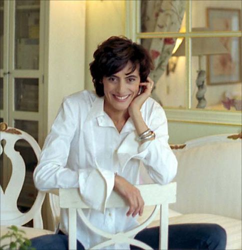 Elegant icon wardrobe essentials: Inès de La Fressange in white shirt