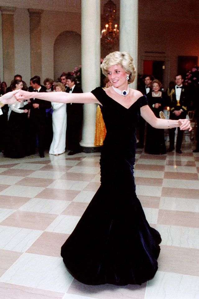 Princess Diana's John Travolta midnight blue velvet dress