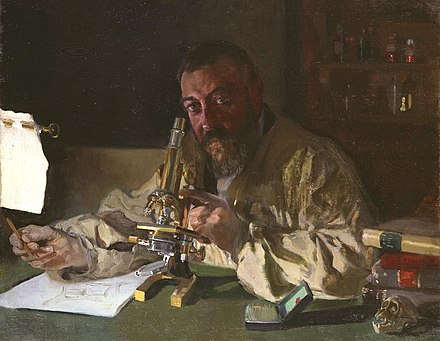 Portrait of Dr Simarro at the microscope, 1897, (Luis Simarro Legacy Trust, Fundación General, Complutense University)