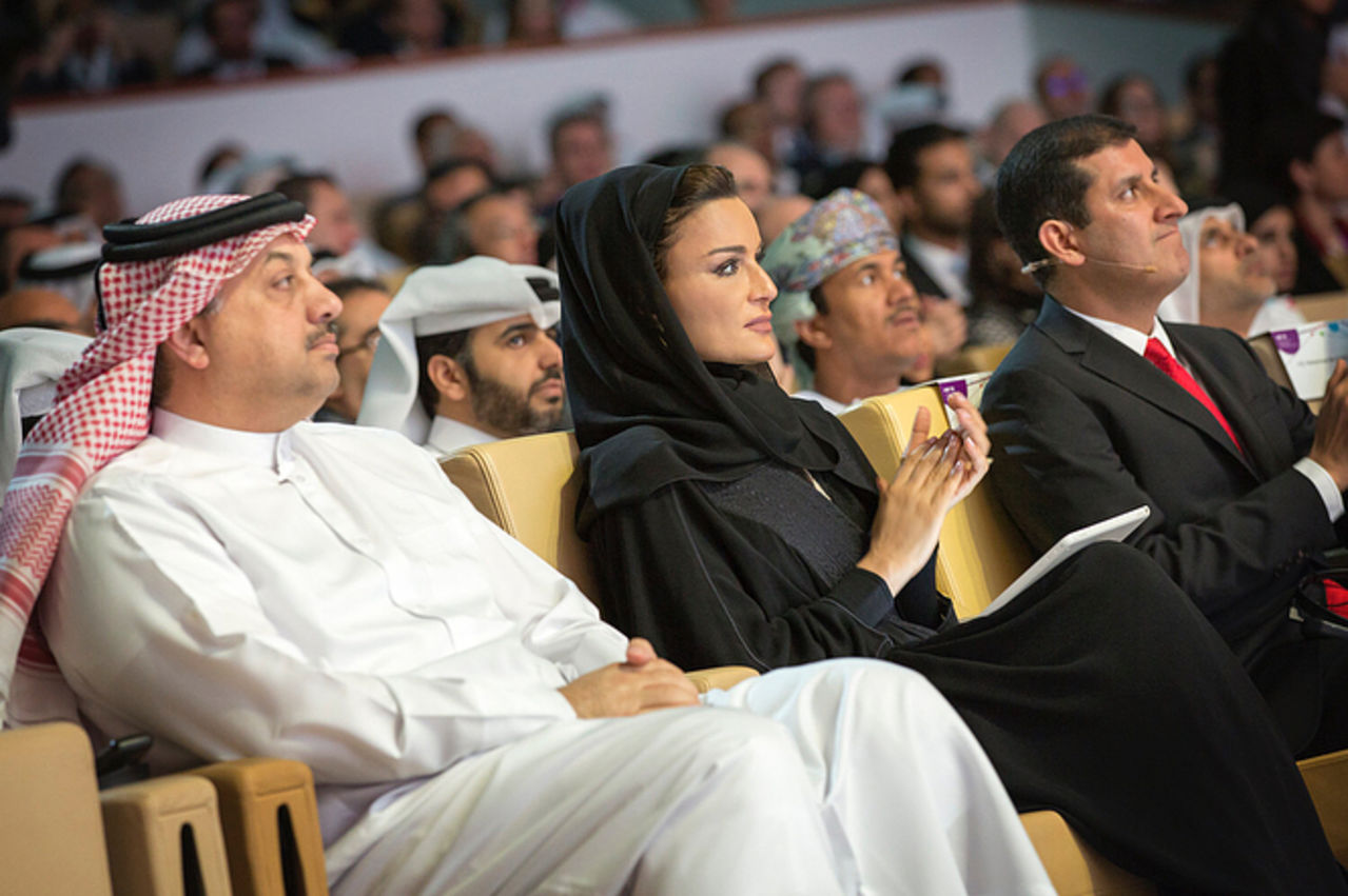 Elegant style icon wardrobe essentials: Sheikha Mozah bint Nasser Al-Missned in headscarves