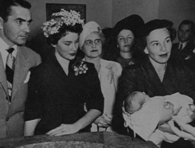 Tyrone Power with his second wife Linda Christian and their first daughter Romina Power