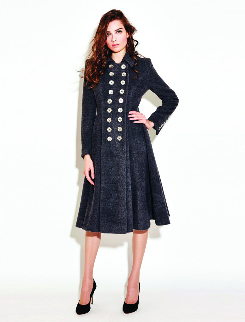 Kate Middleton red double breast military style Russian Greatcoat with gold buttons custom made by Catherine Walker