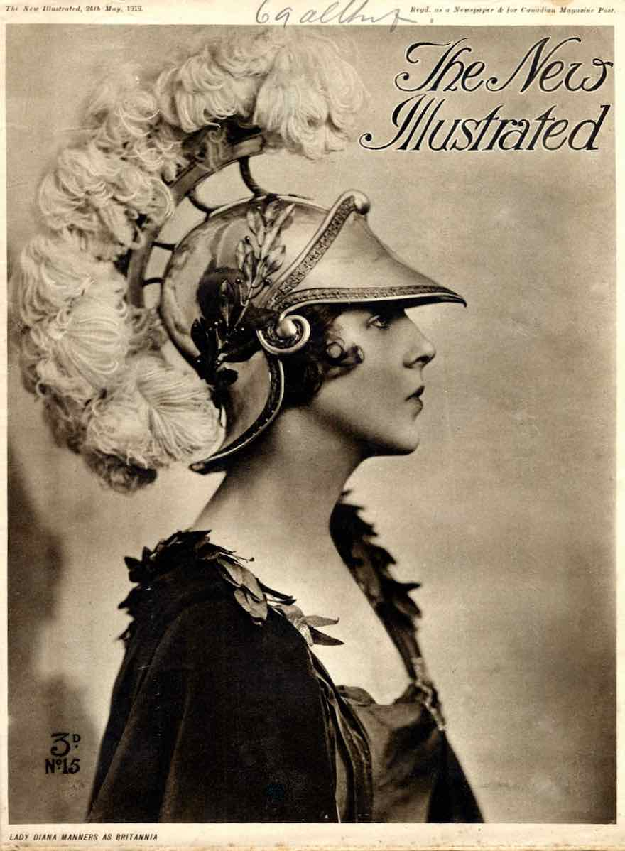 Lady Diana Manners as Britannia on the cover of New Illustrated in May, 1919