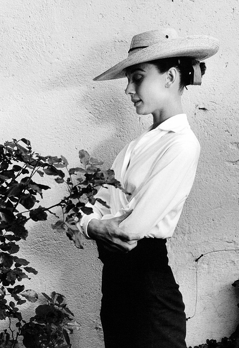 Audrey Hepburn in white shirt