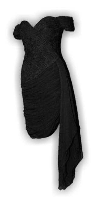 Princess Diana's revenge dress, the black silk off-the-shoulder dress designed by Christina Stambolian, 29 June 1994