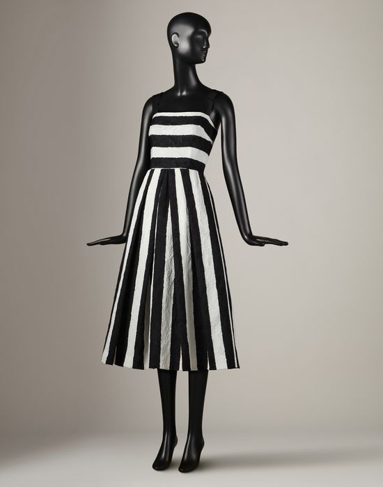 Amal Clooney black and white stripe dress by Dolce&Gabbana