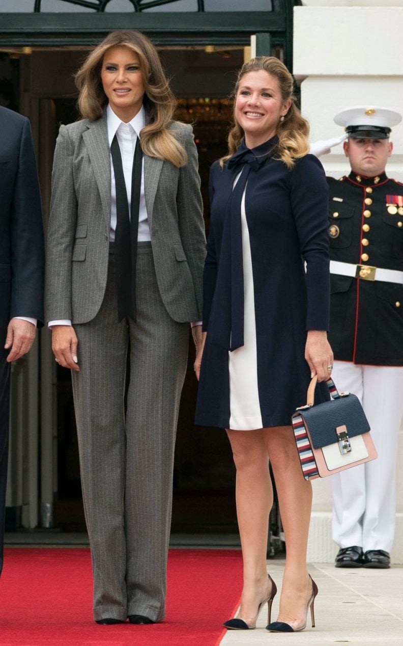 Elegant style icon wardrobe essentials: Melania Trump in white shirt
