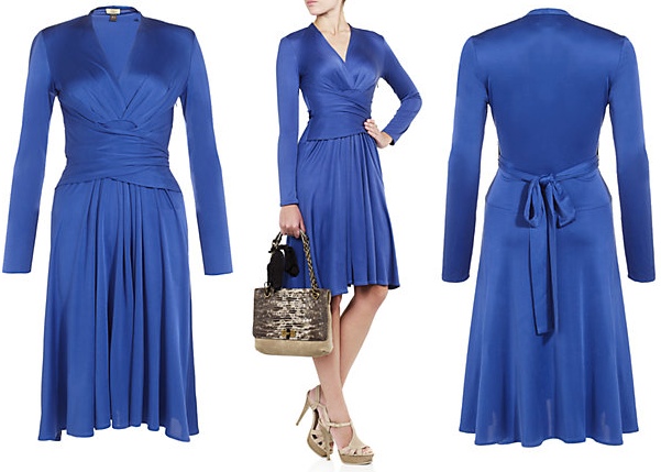 Kate Middleton blue silk jersey knit wrap dress by Issa London or her announcement of engagement with Prince William