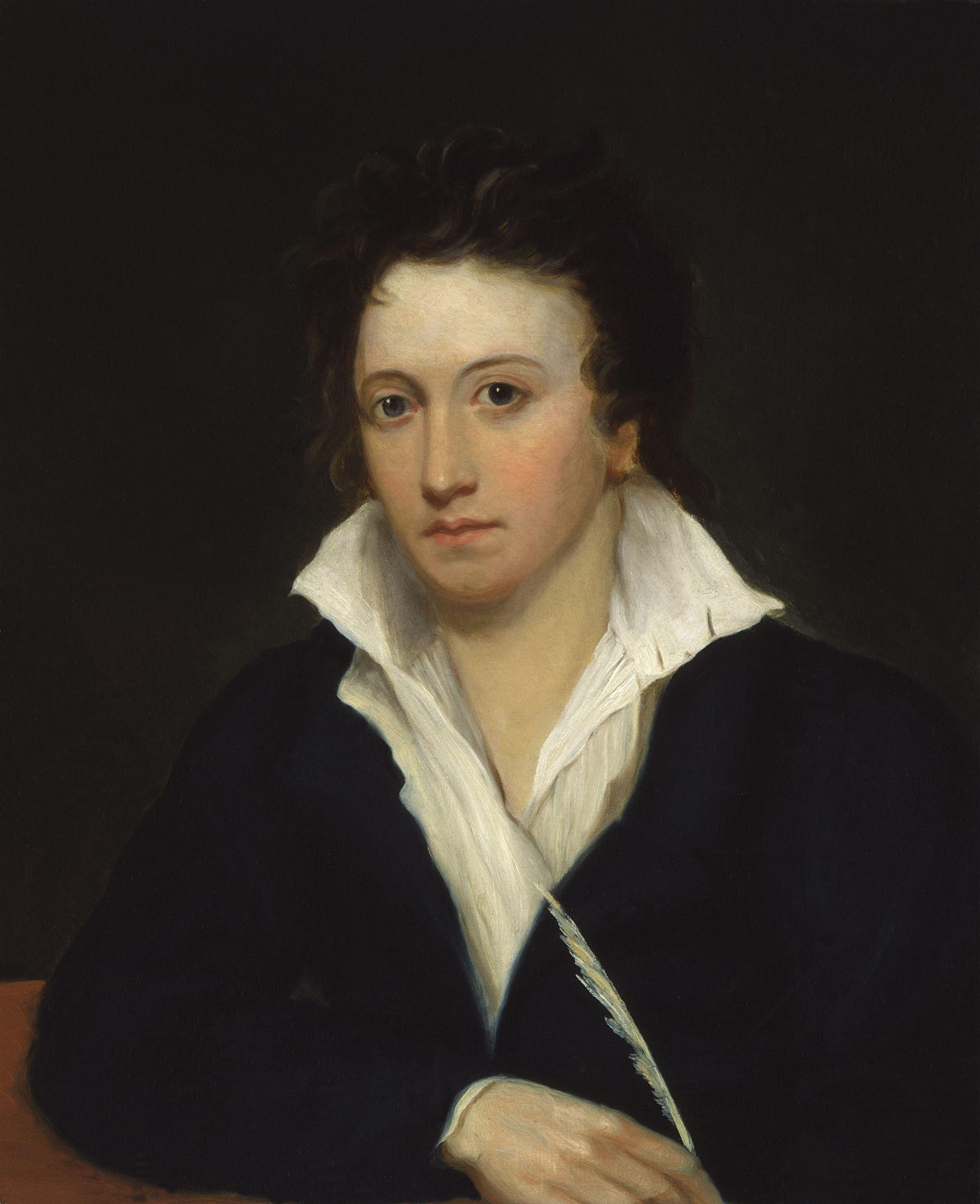Elegant style icon wardrobe essentials: The Little Black Dress: Percy Bysshe Shelley(1792-1822) in black outfit, painted by Alfred Clint (1829)