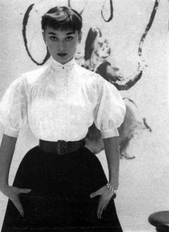 Audrey Hepburn in white shirt
