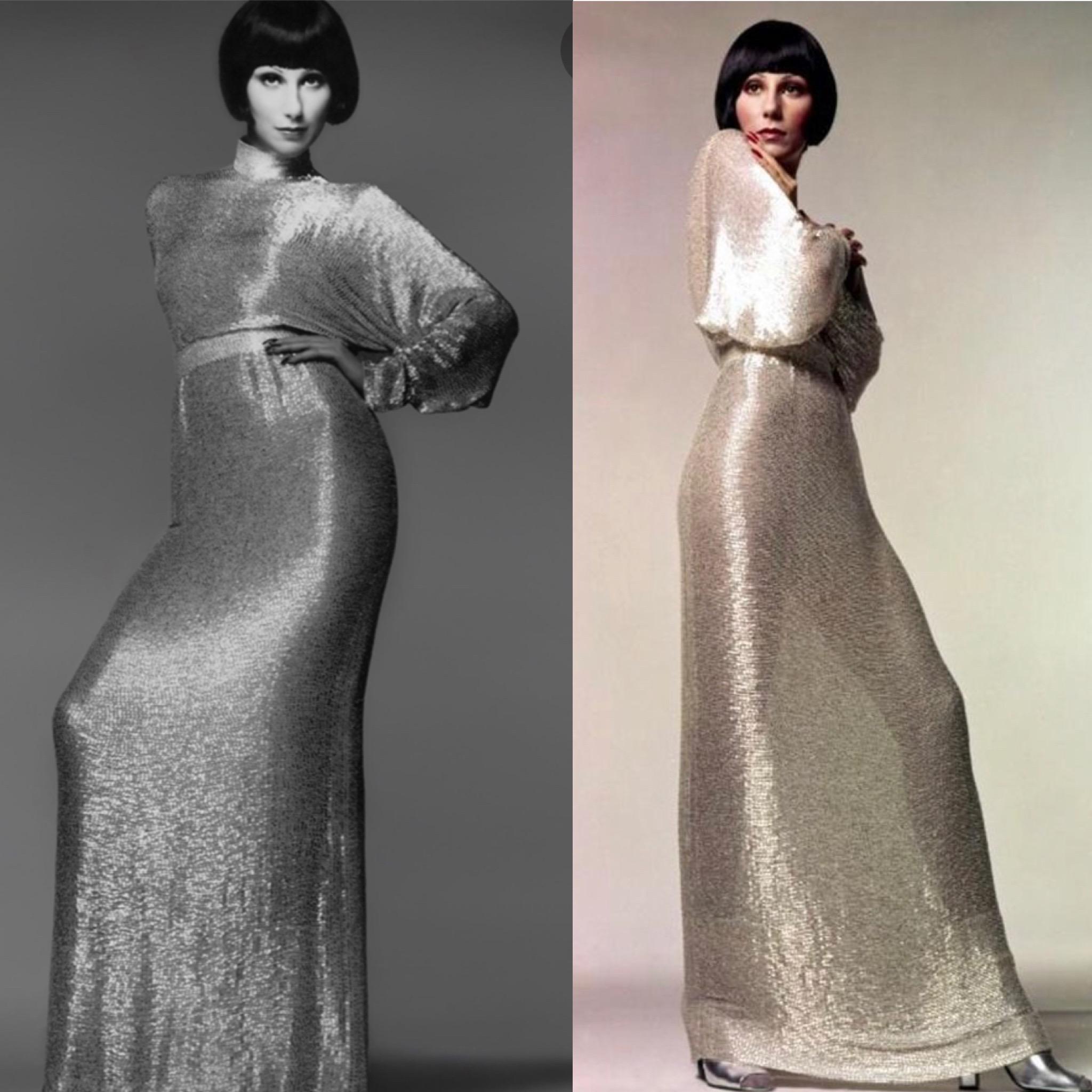 Sequined evening dress designed by Norman Norell, elegancepeida