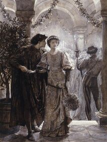 Romeo encounters Juliet at the ball by by Sir Thomas Frank Dicksee(1819-1895)