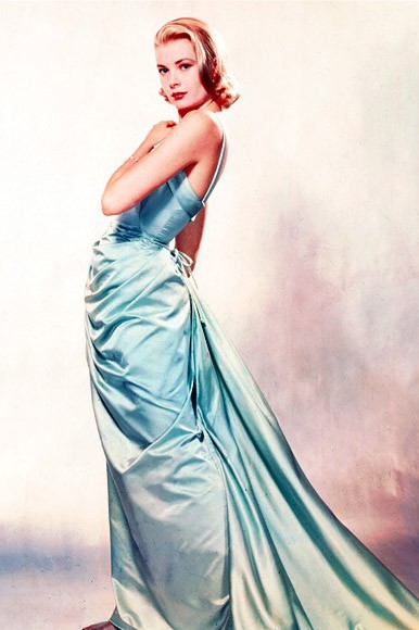Grace Kelly ice blue French silk satin gown for Oscar Ceremony 1955 designed by Edith Head