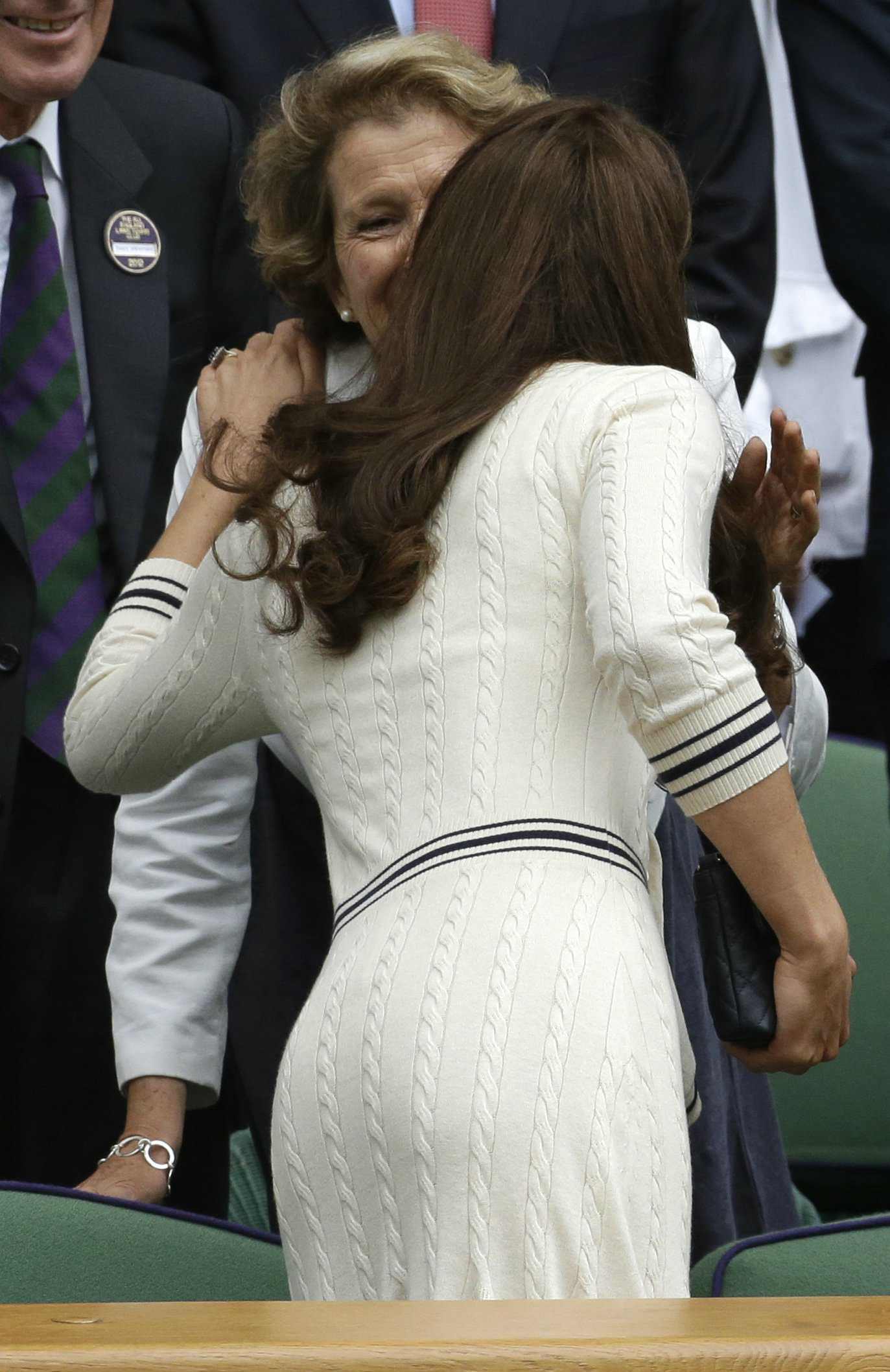 Kate Middleton Alexander McQueen cream cable knit sweater dress with sailor collar Wimbledon 4 July 2012
