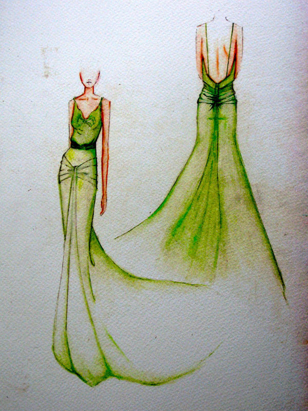 Film costume: Emerald Green silk dress of Keira Knightley as Cecilia Tallis in film Atonement(2007)