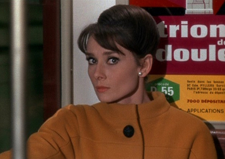 Audrey Hepburn movie costume Charade(1963) complete outfits as Reggie Lampert: the mustard yellow coat