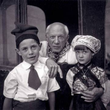 Pablo Picasso with Claude Picasso and Paloma Picasso