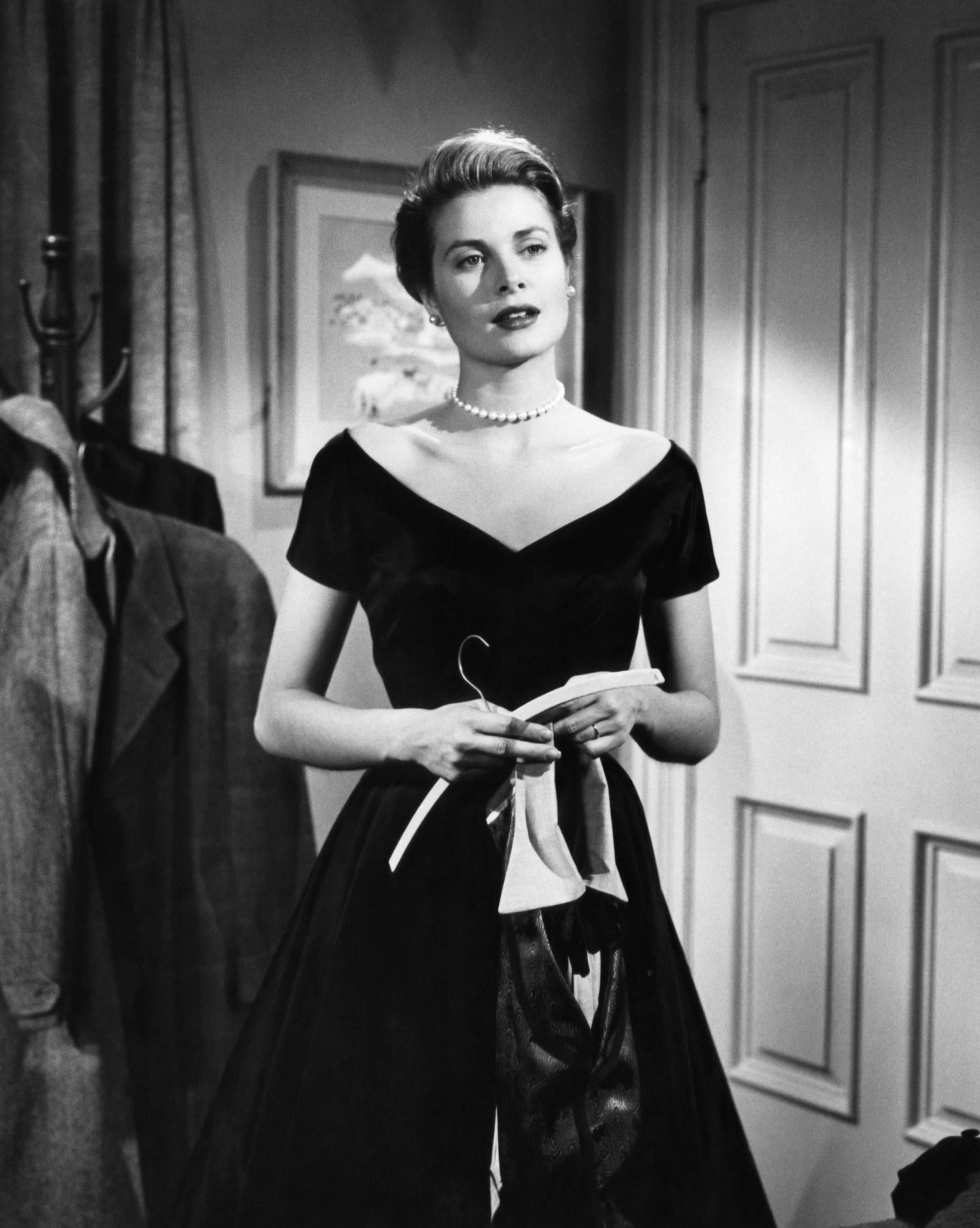 Elegant style icon wardrobe essentials: Grace Kelly in black dress, film The Country Girl(1954)