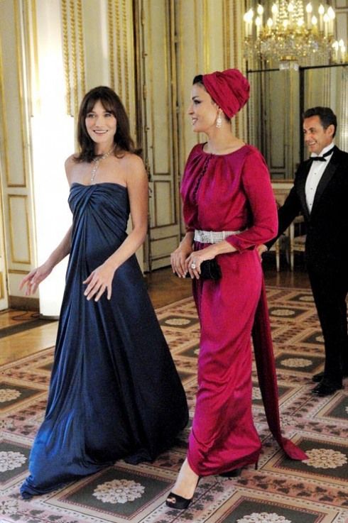 Elegant style icon wardrobe essentials: Sheikha Mozah bint Nasser Al-Missned in headscarves