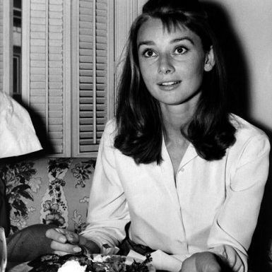 Audrey Hepburn in white shirt
