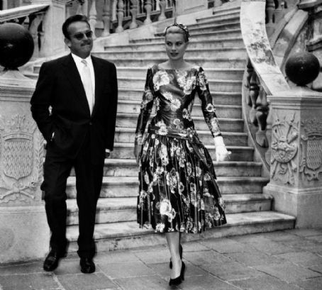 Grace Kelly square neck floral dress by McCall on her first meeting with Prince Rainier III in Monaco in 1955