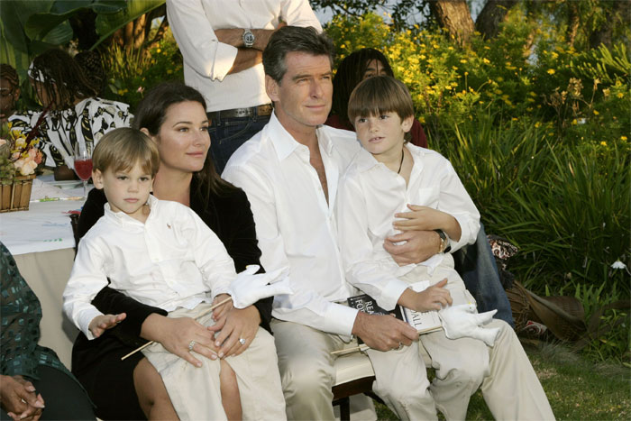 Pierce Brosnan and his second wife Keely Shaye Smith with their sons Dylan and Paris