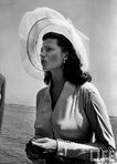 Rita Hayworth on her wedding in outfit designed by Jacques Fath, 27 May 1949