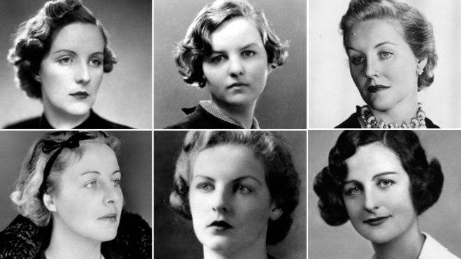 The Mitford sisters (clockwise from top left): Unity; Jessica; Diana; Nancy; Deborah; Pamela