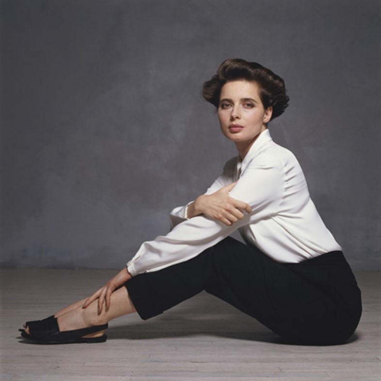 Elegant style icon wardrobe essentials: Isabella Rosellini in white shirt