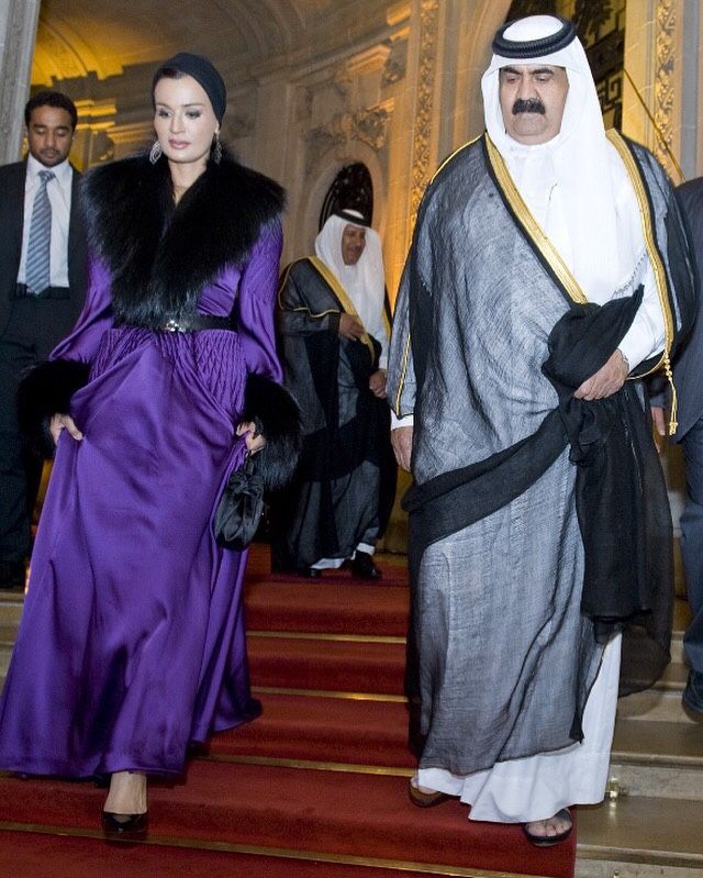 Elegant style icon wardrobe essentials: Sheikha Mozah bint Nasser Al-Missned in headscarves