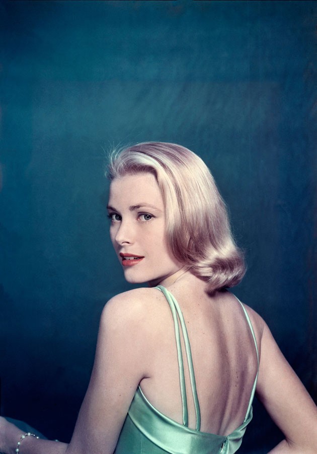 Grace Kelly ice blue French silk satin gown for Oscar Ceremony 1955 designed by Edith Head