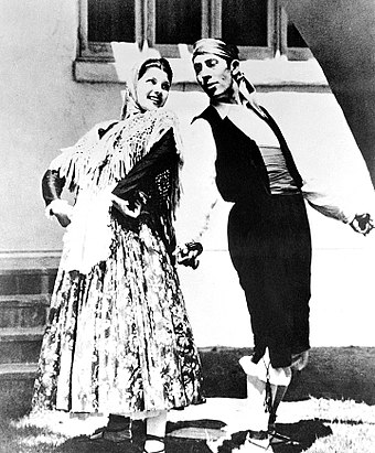 Margarita Cansino, the future Rita Hayworth, at age 15 with her father and dancing partner Eduardo Cansino, 1933