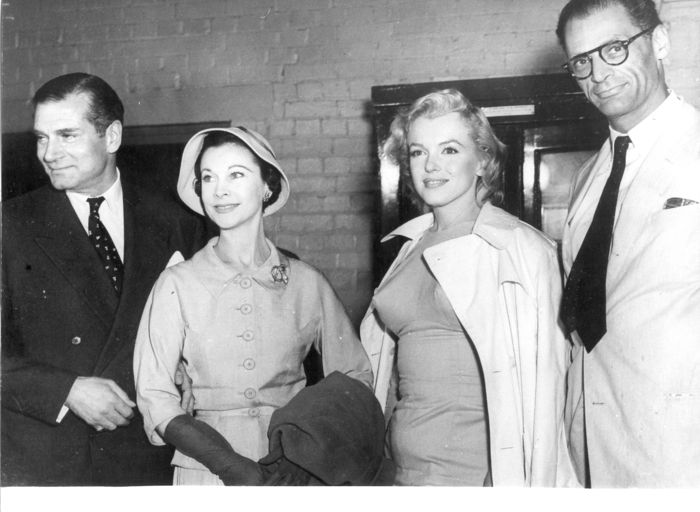 Lawrence Olivier, Vivien Leigh, Marilyn Monroe and her then husband Arthur Miller, 1957