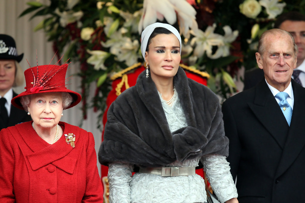 Elegant style icon wardrobe essentials: Sheikha Mozah bint Nasser Al-Missned in headscarves