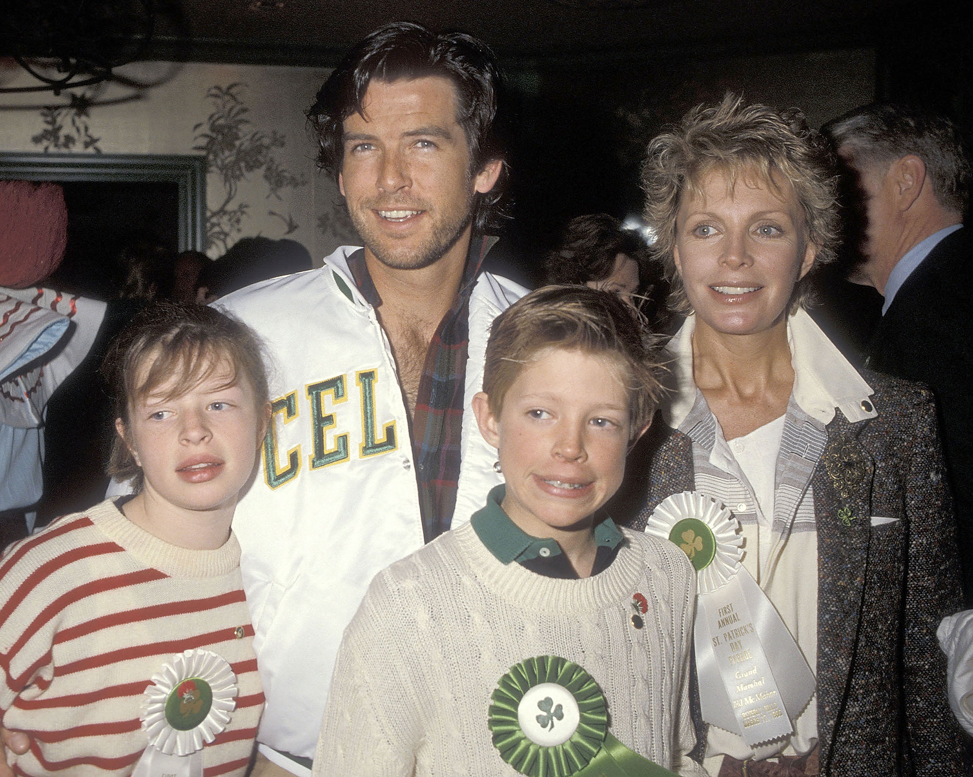 Pierce Brosnan and his first wife Cassandra Harris with Harris' children, Charlotte and Chris