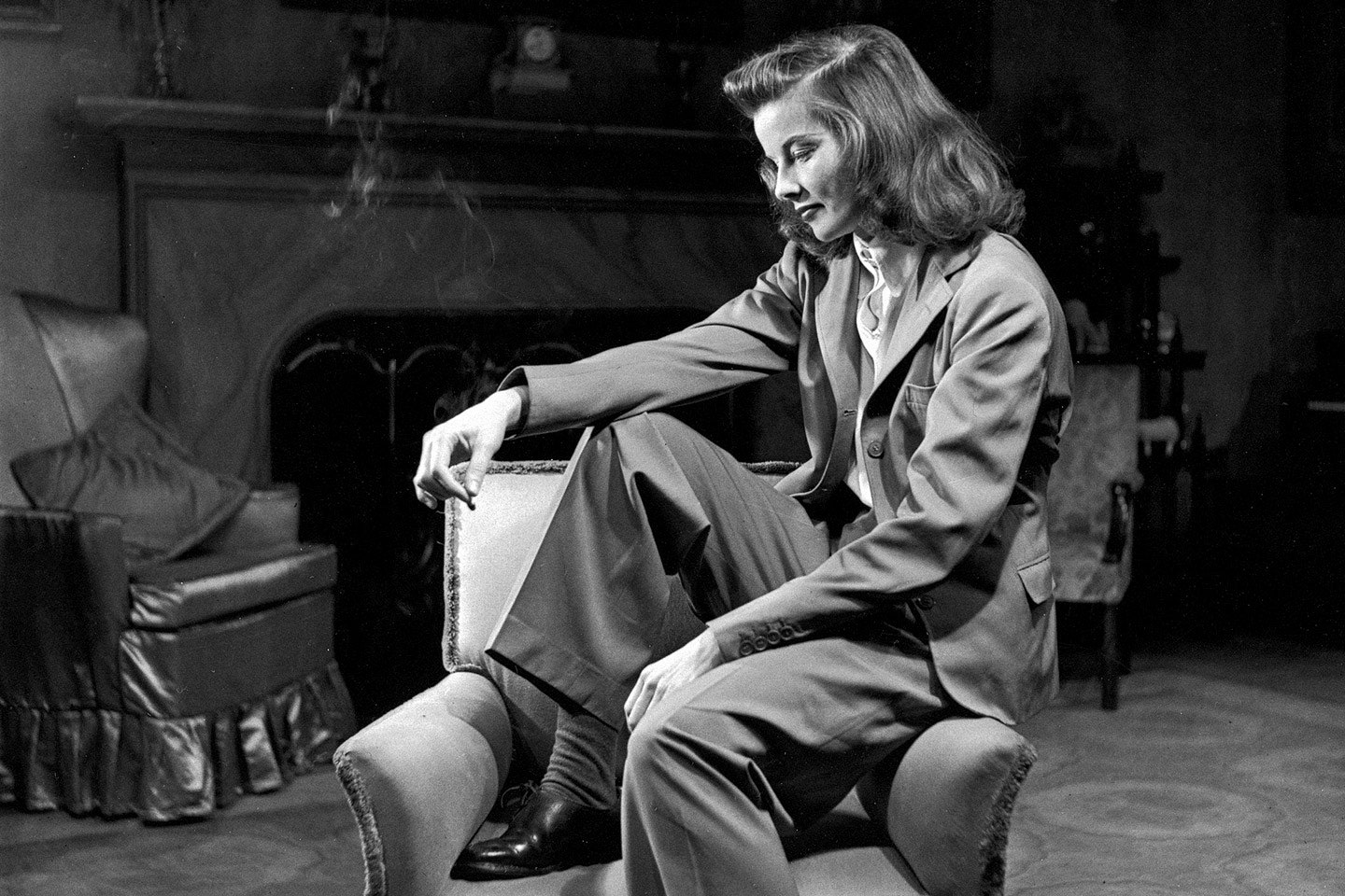 Katharine Hepburn in wide legged pants