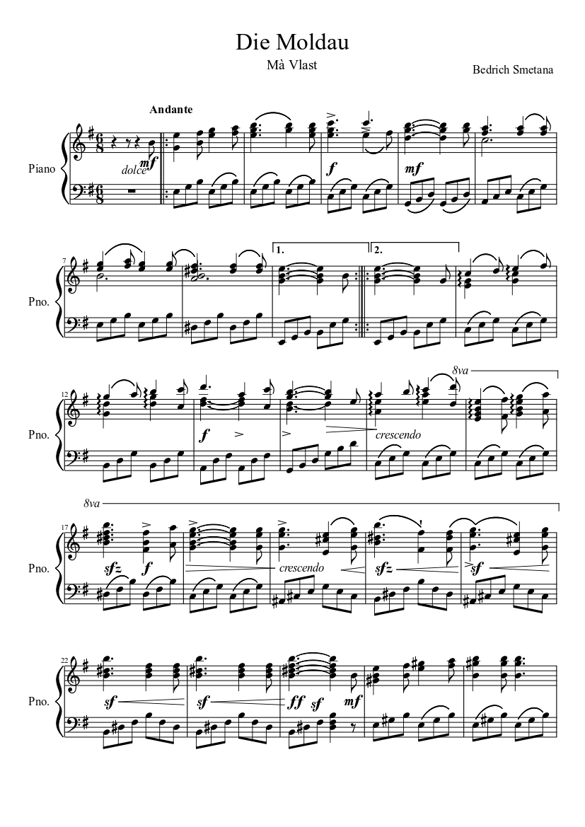Bedřich Smetana Vltava (The Moldau) sheet music