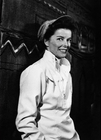 Elegant style icon wardrobe essentials: Kathrine Hepburn in white shirt