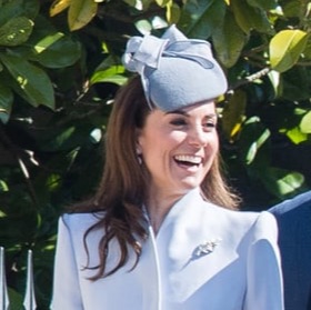 Kate Middelton in Jane Taylor hat/fascinator, the ‘Lupin’ velour felt teardrop beret.