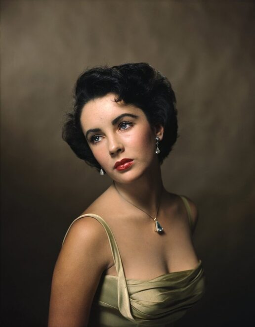 Elizabeth Taylor in golden dress
