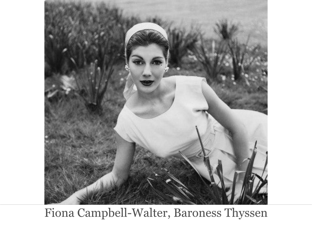 Elegant icon wardrobe essentials: Fiona Campbell-Walter, Baroness Thyssen in headscarves