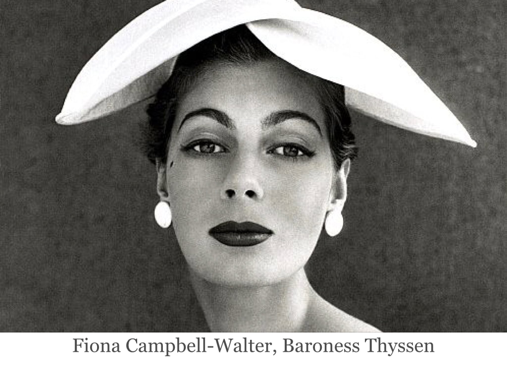 Elegant icon wardrobe essentials: Fiona Campbell-Walter, Baroness Thyssen in headscarves