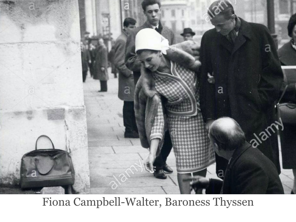 Elegant icon wardrobe essentials: Fiona Campbell-Walter, Baroness Thyssen in headscarves