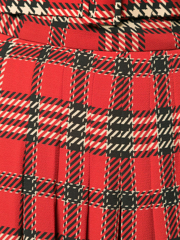Kate Middleton red pleated tartan check midi skirt