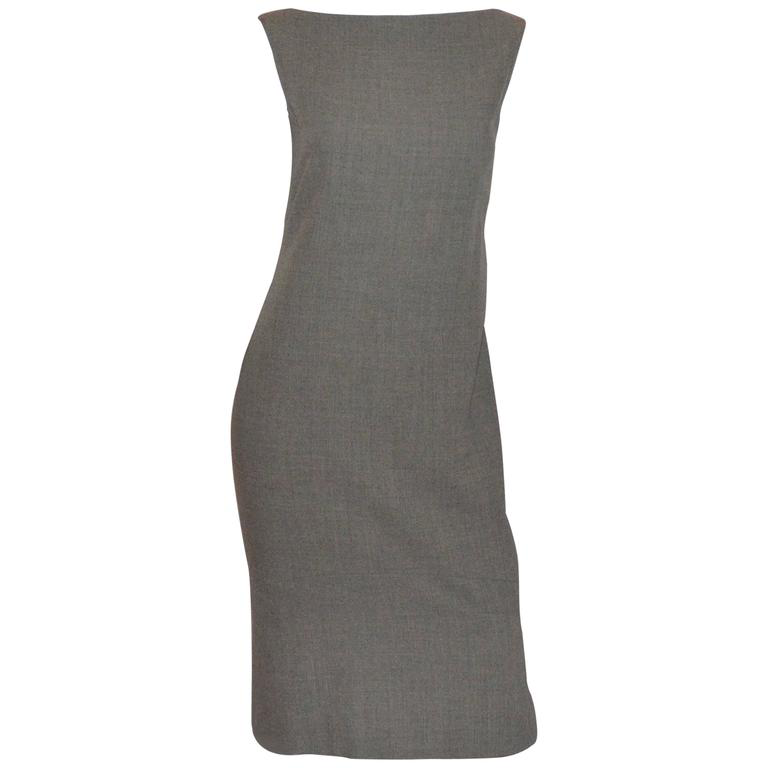 Narciso Rodriguez's sleeveless heather-grey shift dress of 1997, shown on its own