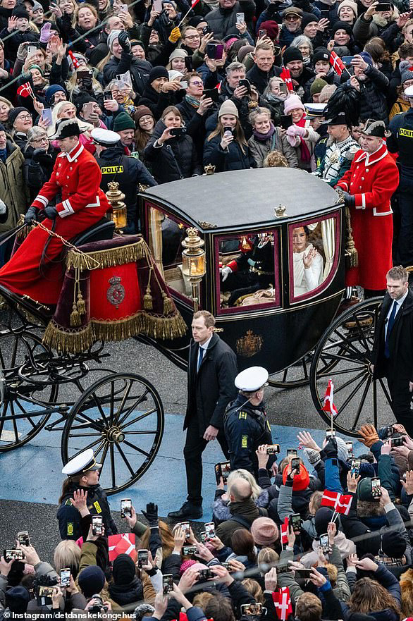 Queen Mary’s white dress, her first outfit as The Queen Denmark, 14 Jan 2024