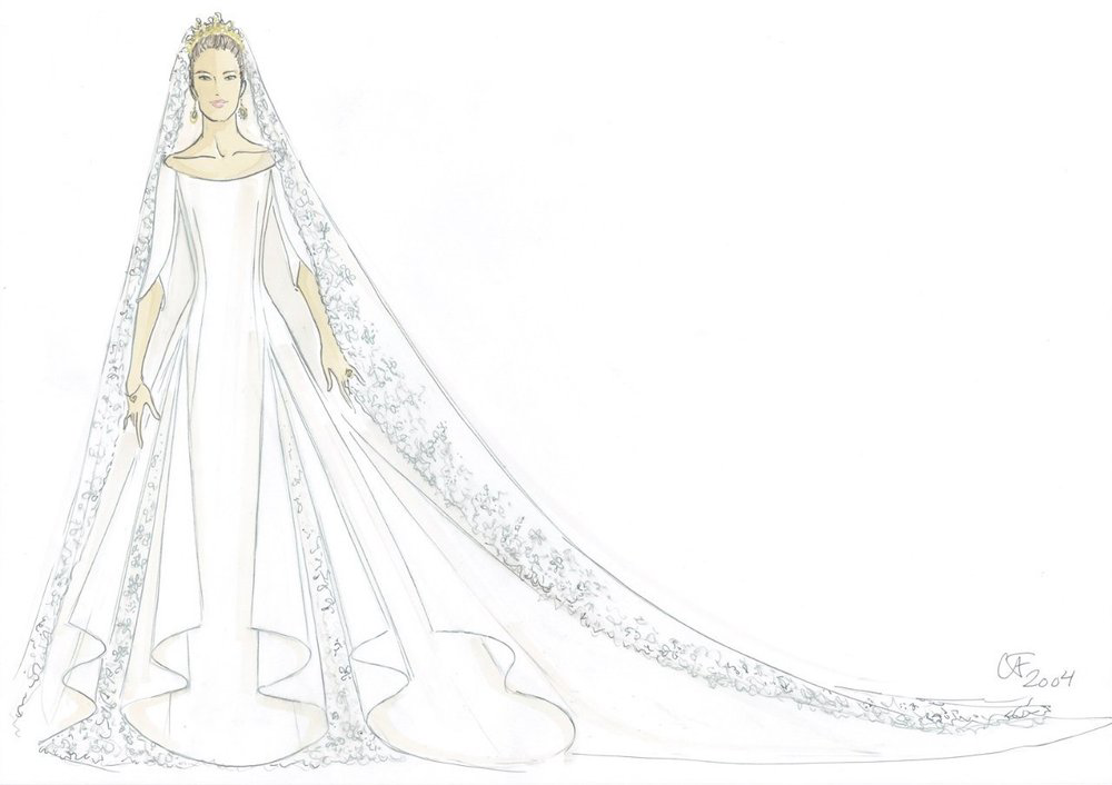 Mary Donaldson’s wedding dress on her 2004 wedding to Crown Prince Frederik of Denmark designed by Uffe Frank
