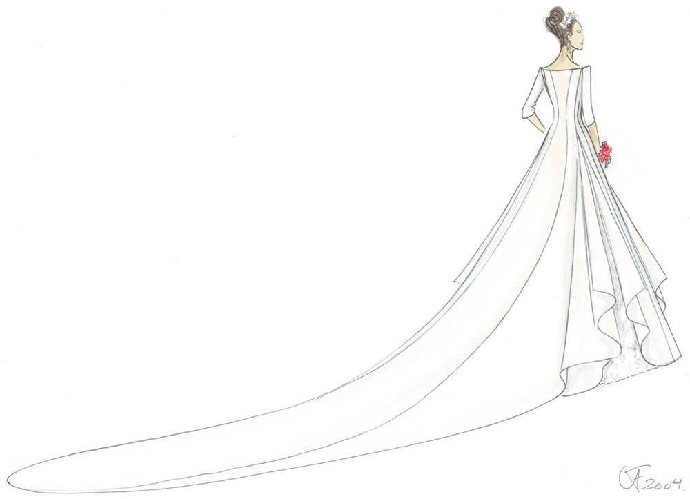Mary Donaldson’s wedding dress on her 2004 wedding to Crown Prince Frederik of Denmark designed by Uffe Frank